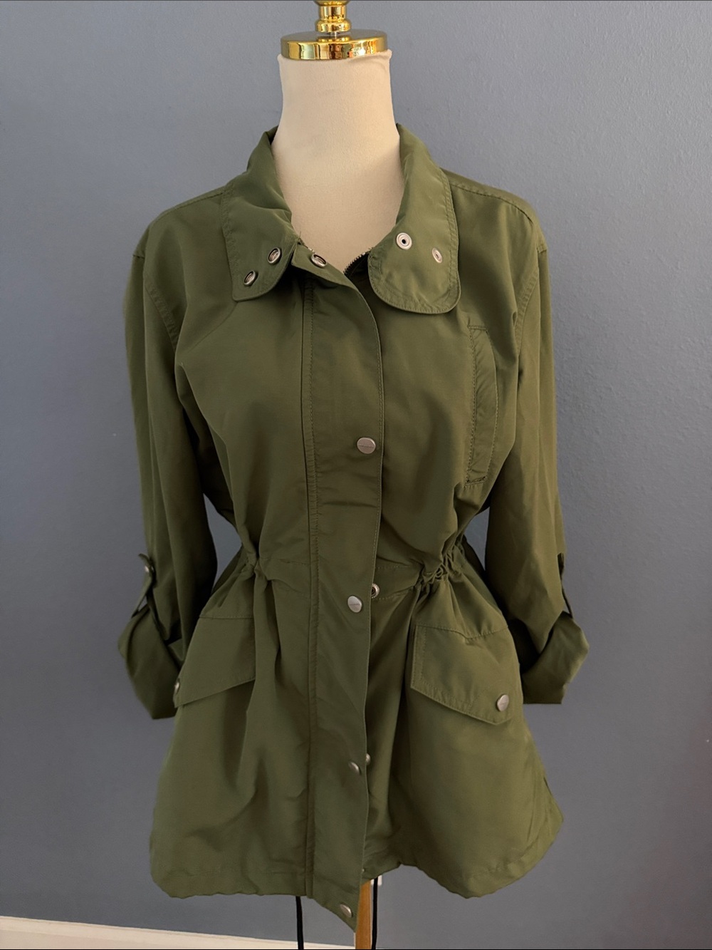 Sanctuary Olive Green Utility Jacket with Drawstring Waist
